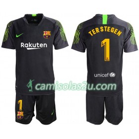 Camisolas de Futebol FC Barcelona TER STEGEN 1 Guarda Redes Criança Equipamento Alternativa 2019/20 Manga Curta